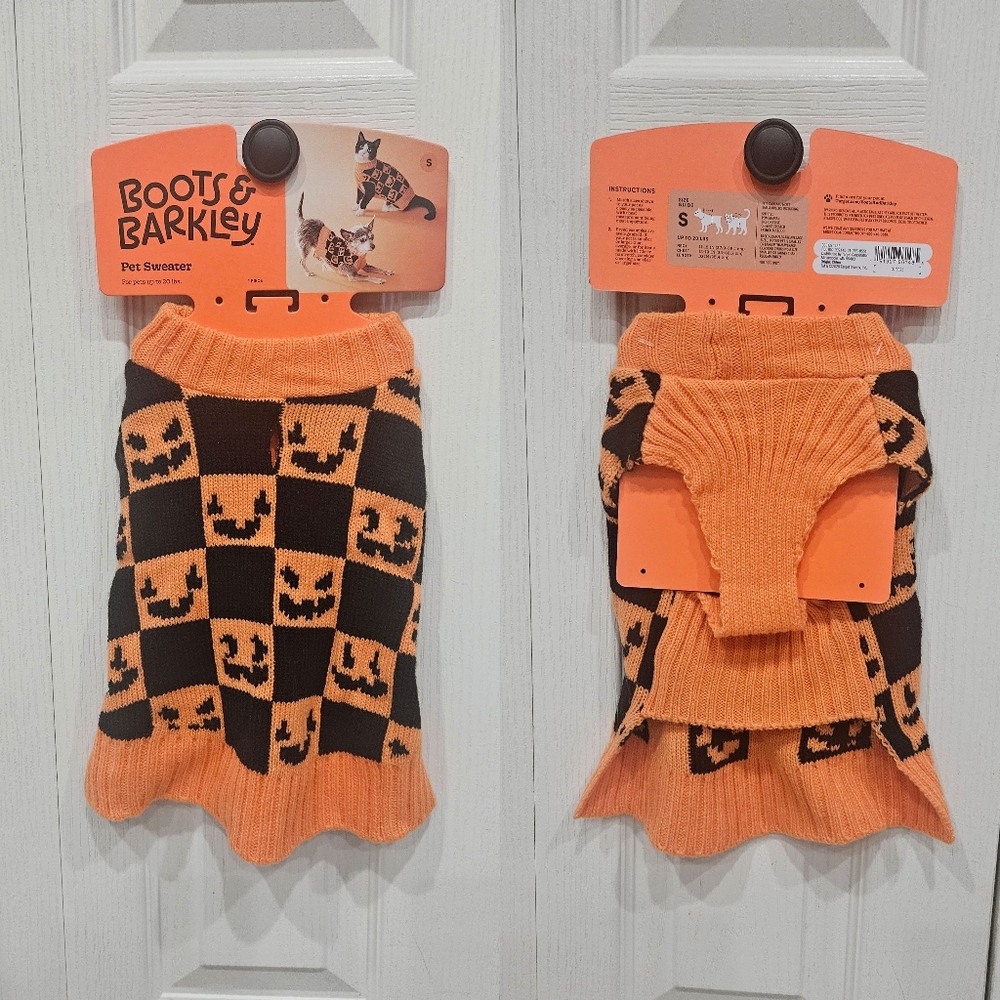 NWT Pet Halloween Checkered Pumpkin Sweater Costume Size S NEW